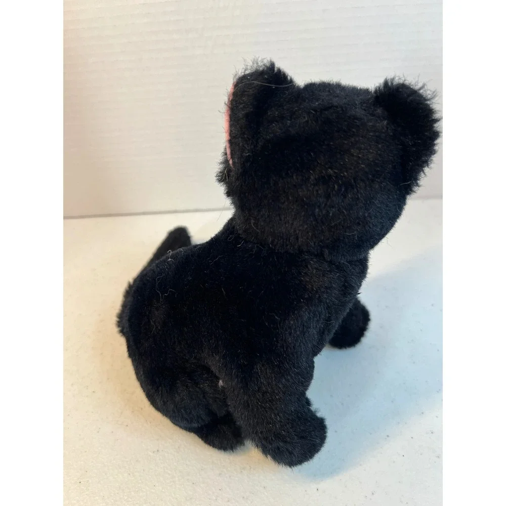 Vintage 1988 World of Smile International Black Cat Plush Zipper Pouch Korea 8